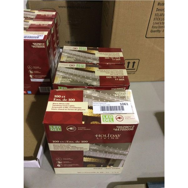 Holiday Living 9ft Warm White LED Twinkling Icicle Lights Lot of 3