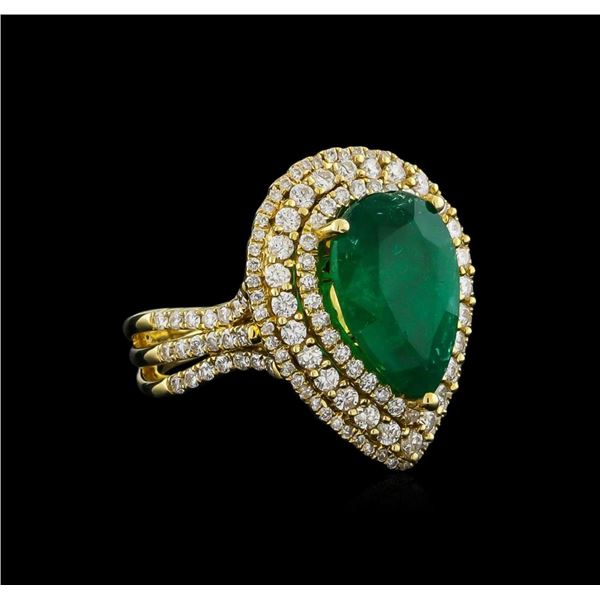 14KT Yellow Gold 4.10 ctw Emerald and Diamond Ring