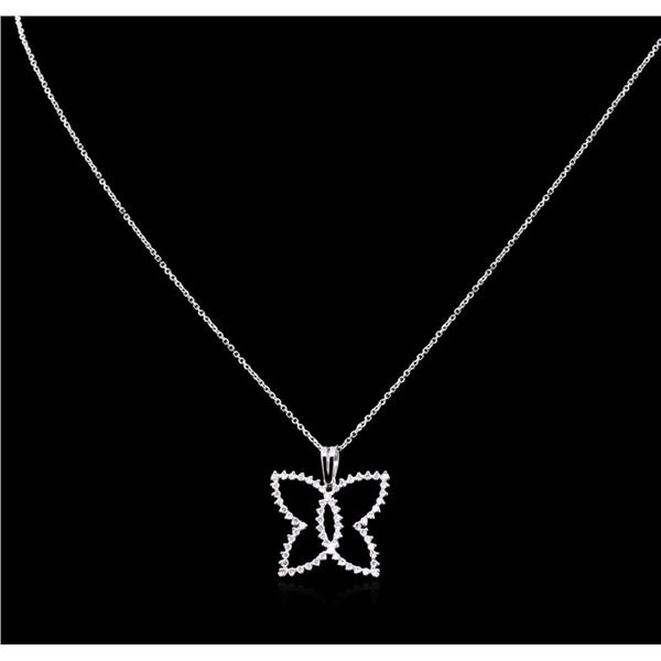 0.60 ctw Diamond Pendant With Chain - 14KT White Gold