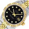 Image 1 : Rolex Mens 2 Tone Black Diamond Pyramid Bezel 36MM Datejust Wristwatch