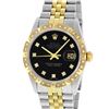 Image 3 : Rolex Mens 2 Tone Black Diamond Pyramid Bezel 36MM Datejust Wristwatch