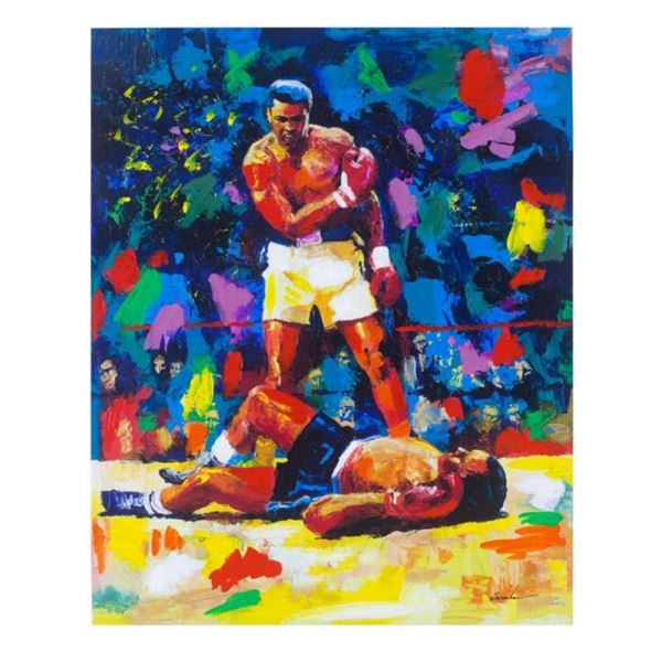 Igor Semeko, "Ali Over Liston" Hand Signed Mixed Media on Canvas with Letter of