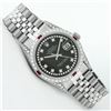 Image 3 : Rolex Mens SS Black String Diamond Lugs & Ruby Oyster Perpetaul Datejust 36MM