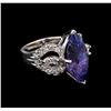 Image 1 : 6.70 ctw Tanzanite and Diamond Ring - 14KT White Gold