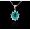 Image 1 : 3.04 ctw Apatite and Diamond Pendant With Chain - 14KT White Gold