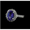 Image 1 : 3.06 ctw Tanzanite and Diamond Ring - 14KT White Gold