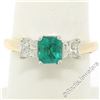 Image 1 : 14K Yellow & White Gold 1.36 ctw Colombian Emerald Princess Diamond 3 Stone Ring