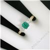 Image 2 : 14K Yellow & White Gold 1.36 ctw Colombian Emerald Princess Diamond 3 Stone Ring