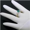 Image 4 : 14K Yellow & White Gold 1.36 ctw Colombian Emerald Princess Diamond 3 Stone Ring