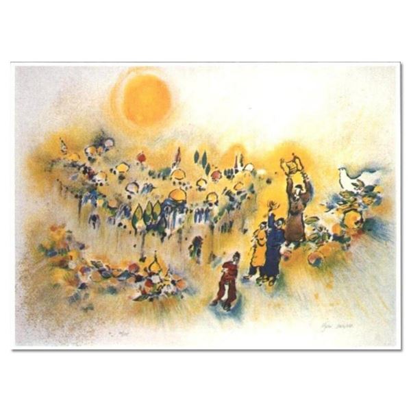 Ben Avram, "Jerusalem of gold" Hand Signed Limited Edition Serigraph with Letter