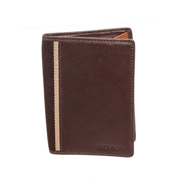 Coach Brown Leather Heritage Web Passport Holder