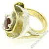 Image 9 : 18kt Yellow Gold and Sterling Silver 2.73 ctw Garnet and Diamond Cocktail Ring