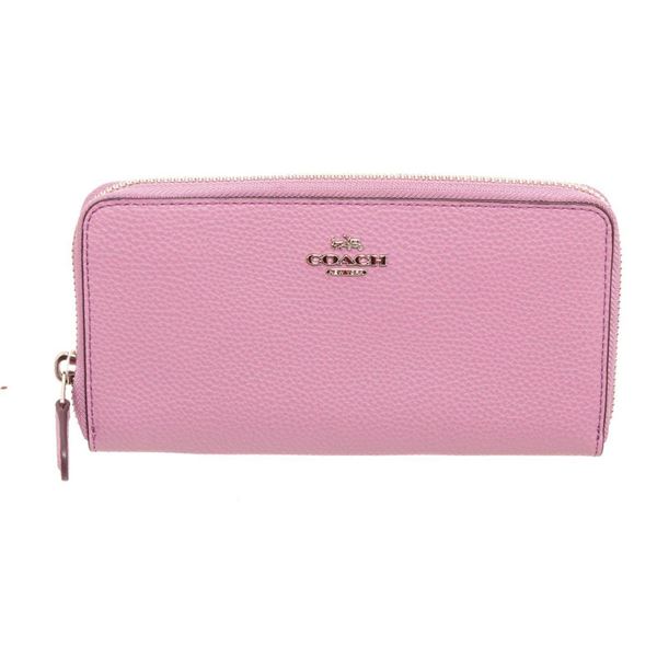 Coach Pink Leather Accordian Zippy Wallet