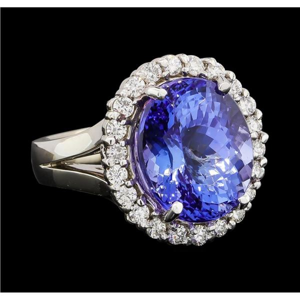 GIA Cert 11.27 ctw Tanzanite and Diamond Ring - 14KT White Gold