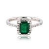 Image 1 : 1.07 ctw Emerald and 0.26 ctw Diamond Platinum Ring