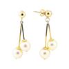 Image 2 : Pearl Double Dangle Earrings - 14KT Yellow Gold