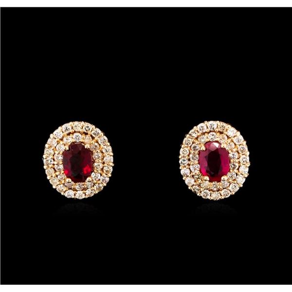 14KT Rose Gold 2.07 ctw Ruby and Diamond Earrings