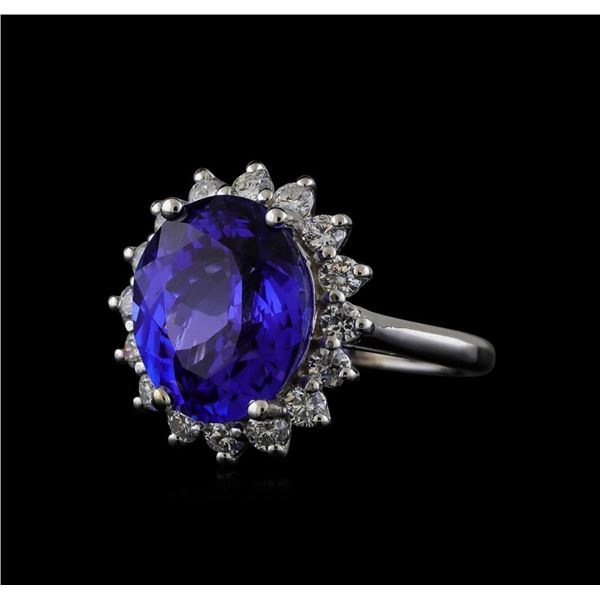 8.04 ctw Tanzanite and Diamond Ring - 14KT White Gold