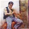 Image 2 : Pino (1939-2010), "Music Lover" Artist Embellished Limited Edition on Canvas, CP