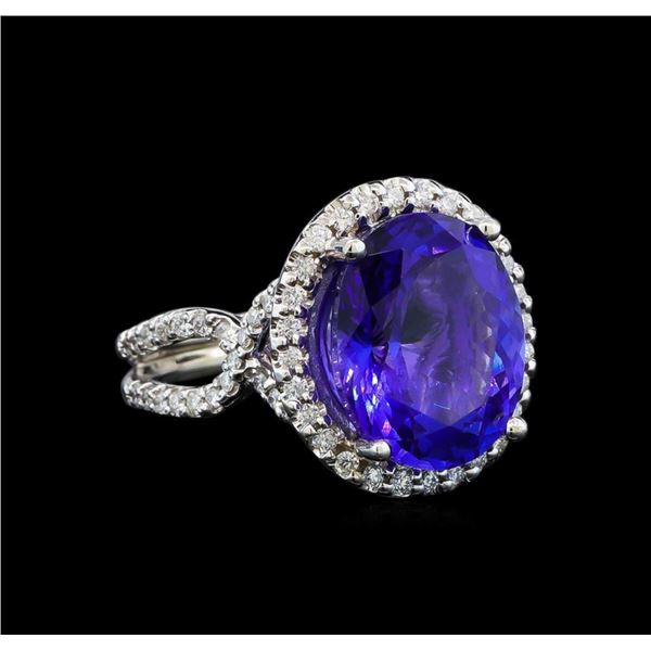 GIA Cert 8.82 ctw Tanzanite and Diamond Ring - 14KT White Gold