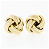 Image 1 : Italian 14K Yellow Gold Ribbed High Polished Dual Tube Love Knot Stud Earrings