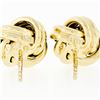 Image 5 : Italian 14K Yellow Gold Ribbed High Polished Dual Tube Love Knot Stud Earrings