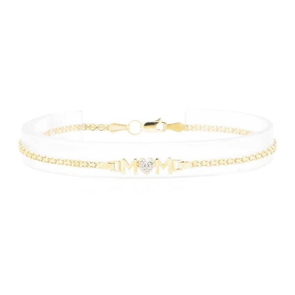 0.01 ctw Diamond "Mom" Motif Bracelet - 10KT Yellow Gold