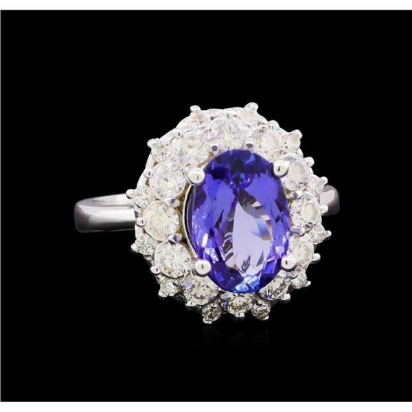 3.23 ctw Tanzanite and Diamond Ring - 14KT White Gold