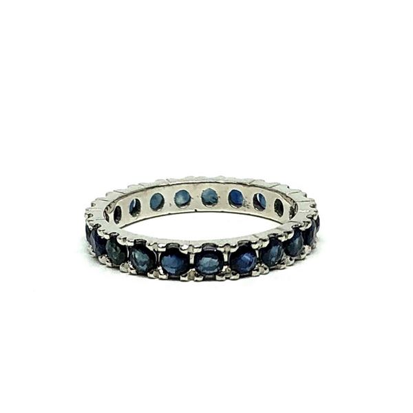 1.67 ctw Round Brilliant Blue Sapphires Ring - 18KT White Gold