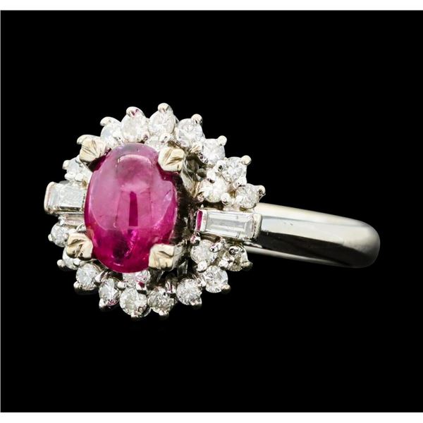 1.00 ctw Ruby And Diamond Ring - 10KT White Gold