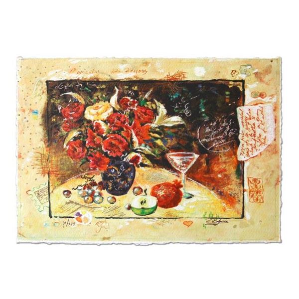 Sergey Kovrigo, "Wine and Roses" Hand Signed Limited Edition Serigraph with Lett