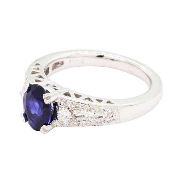 1.53 ctw Sapphire and Diamond Ring - 14KT White Gold