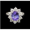 Image 2 : 14KT White Gold 2.80 ctw Tanzanite and Diamond Ring