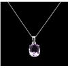 Image 2 : Crayola 7.90 ctw Pink Amethyst Pendant With Chain - 14K White Gold