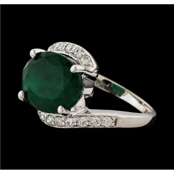 4.91 ctw Emerald and Diamond Ring - 14KT White Gold