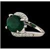 Image 1 : 4.91 ctw Emerald and Diamond Ring - 14KT White Gold