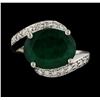 Image 2 : 4.91 ctw Emerald and Diamond Ring - 14KT White Gold