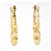 Image 1 : 14K Solid Yellow Gold Puffed Polished Scalloped Flower Snap Hoop Earrings