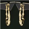Image 2 : 14K Solid Yellow Gold Puffed Polished Scalloped Flower Snap Hoop Earrings