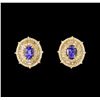 Image 1 : 14KT Yellow Gold 1.88 ctw Tanzanite and Diamond Stud Earrings