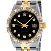 Image 1 : Rolex Mens 2 Tone Black Pyramid Diamond 36MM Oyster Perpetual Datejust Wristwatc