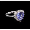 Image 1 : 3.72 ctw Tanzanite and Diamond Ring - 14KT White Gold