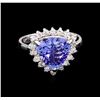 Image 2 : 3.72 ctw Tanzanite and Diamond Ring - 14KT White Gold