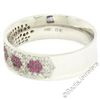 Image 7 : 14k White Gold 0.85 ctw Pave Diamond Ruby 6.30mm Flower Cluster Band Ring