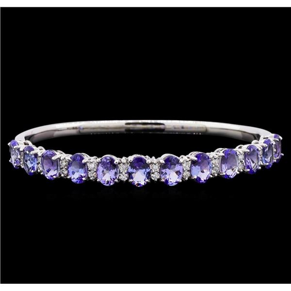 9.58 ctw Tanzanite and Diamond Bracelet - 14KT White Gold