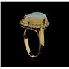 Image 4 : 1.00 ctw Opal and Diamond Ring - 14KT Yellow Gold