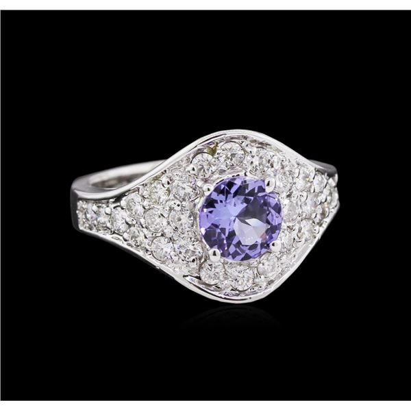 0.90 ctw Tanzanite and Diamond Ring - 14KT White Gold