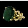 Image 1 : 8.71 ctw Emerald and Diamond Ring - 14KT Yellow Gold