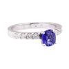 Image 1 : 1.11 ctw Blue Sapphire and Diamond Ring - 14KT White Gold