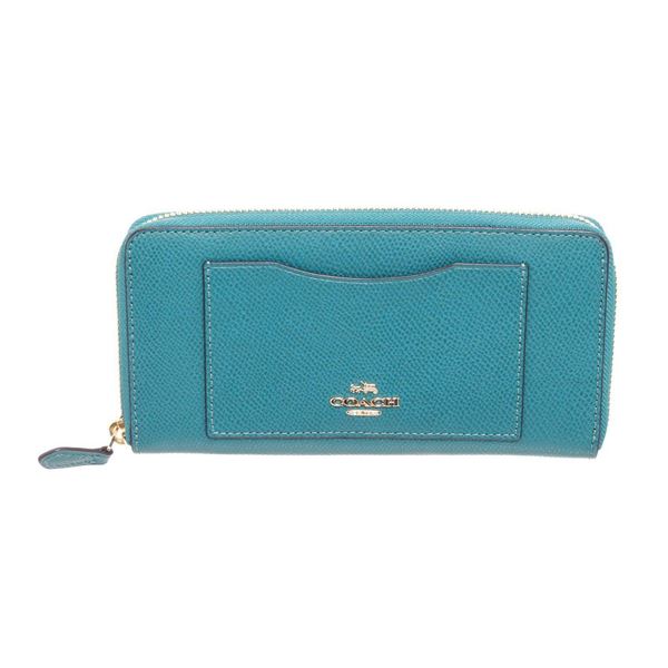 Coach Turquoise Blue Leather Long Zippy Wallet